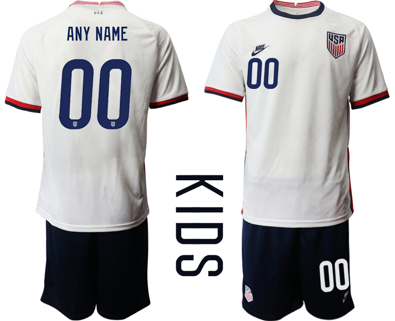 Youth 2020-2021 Season National team United States home white customized Soccer Jersey->customized soccer jersey->Custom Jersey